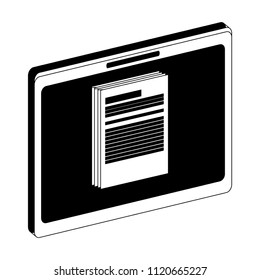 Information in tablet in black and white