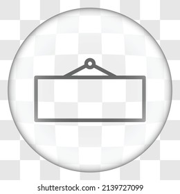 Information tag simple icon. Flat design. Glass button on transparent grid.ai