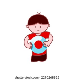 An information tech guy hold an in progress wheel. An computer indication progress wheel.