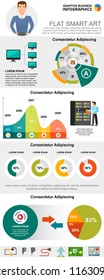 Information technologies concept infographic charts set. Business area and pie charts for presentation slide templates. Can be used for financial report, workflow layout and brochure design.