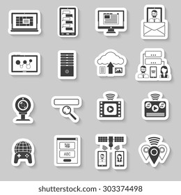 It and information technologies paper stickers set isolated vector illustration