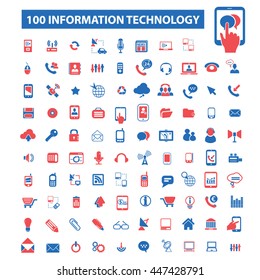 Information Technology, Big Data, Database, Analysis, Storage, Hosting, Safety, Trust, Cloud Computing, Program Coding, Development, Network, System Administration Icons. Vector Illustration