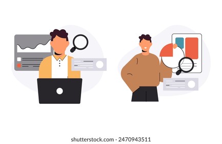 Negocio de tecnología de la información, trabajo en Ilustración vectorial de Internet