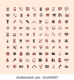 information technology, communication icons, signs, illustrations set, vector