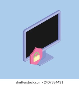 Information technology concept. Realistic 3d object cartoon style. Vector colorful illustration.
