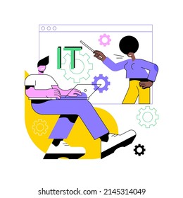 Information technology courses abstract concept vector illustration. IT course for all levels, computing and hi-tech training, data and web programming, network management classes abstract metaphor.