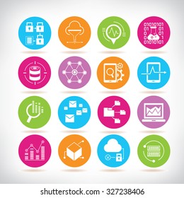 information technology, data analytics and network icons