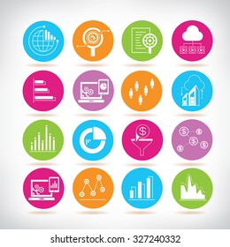 information technology, data analytics and network icons