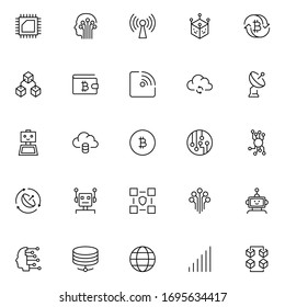 Information technology design icons set. Thin line vector icons for mobile concepts and web apps. Premium quality icons in trendy flat style. Collection of high-quality black outline logo