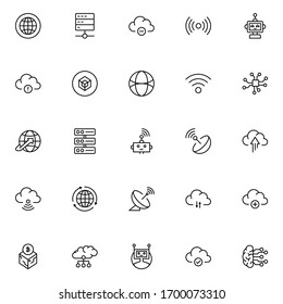 Information technology design icons set. Thin line vector icons for mobile concepts and web apps. Premium quality icons in trendy flat style. Collection of high-quality black outline logo