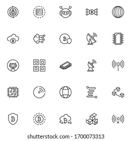 Iconos de diseño de tecnología de la información. Iconos vectoriales de línea delgada para conceptos móviles y aplicaciones web. Iconos de primera calidad en estilo plano. Colección del logotipo del contorno negro de alta calidad