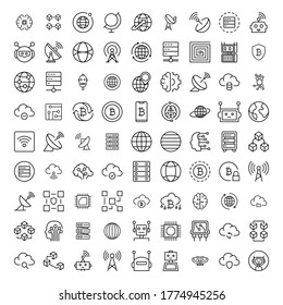 Information Technology Design Icons Set Thin Stock Vector (Royalty Free ...