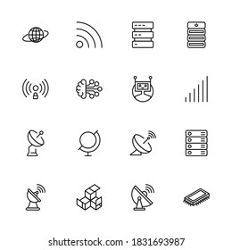 Iconos de diseño de tecnología de la información. Iconos vectoriales de línea delgada para conceptos móviles y aplicaciones web. Iconos de primera calidad en un estilo plano de moda. Colección del logotipo del contorno negro de alta calidad
