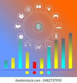 Information technology development background, access to all, security, shopping, work, just one button