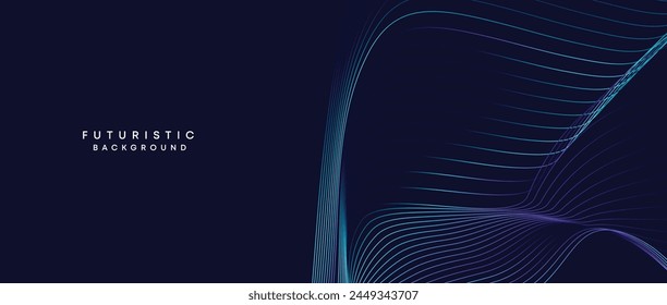 Information technology, digital age, data visualization, future technology background. Concept of futuristic technology. Smooth wave lines with purple, blue, and green gradient banner, presentation