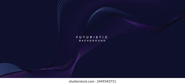 Information technology, digital age, data visualization, future technology background. Concept of futuristic technology. Smooth wave lines with purple, blue, and green gradient banner, presentation