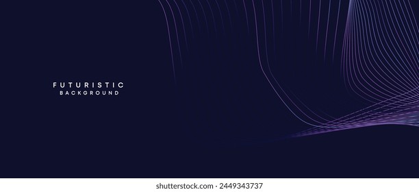 Information technology, digital age, data visualization, future technology background. Concept of futuristic technology. Smooth wave lines with purple, blue, and green gradient banner, presentation