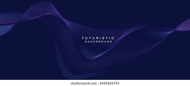 Information technology, digital age, data visualization, future technology background. Concept of futuristic technology. Smooth wave lines with purple, blue, and green gradient banner, presentation