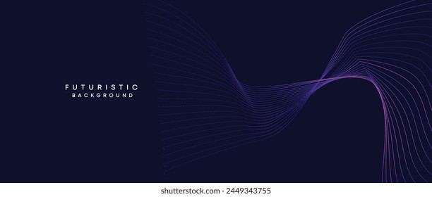 Information technology, digital age, data visualization, future technology background. Concept of futuristic technology. Smooth wave lines with purple, blue, and green gradient banner, presentation