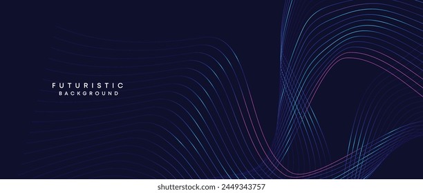 Information technology, digital age, data visualization, future technology background. Concept of futuristic technology. Smooth wave lines with purple, blue, and green gradient banner, presentation