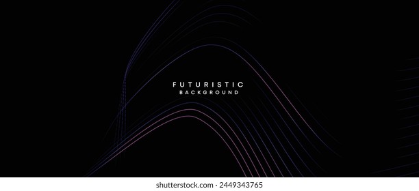 Information technology, digital age, data visualization, future technology background. Concept of futuristic technology. Smooth wave lines with purple, blue, and green gradient banner, presentation