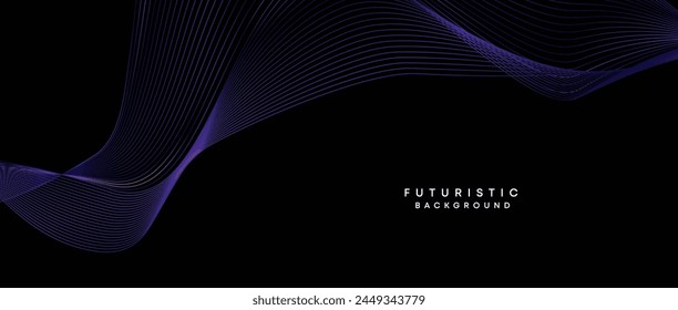 Information technology, digital age, data visualization, future technology background. Concept of futuristic technology. Smooth wave lines with purple, blue, and green gradient banner, presentation