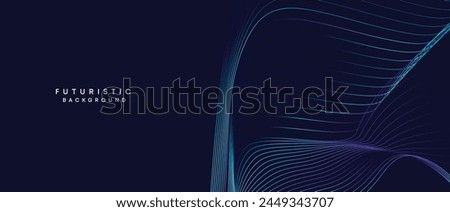 Information technology, digital age, data visualization, future technology background. Concept of futuristic technology. Smooth wave lines with purple, blue, and green gradient banner, presentation