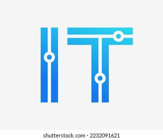 IT Information Technology Digital Network Data Computer Connection Tech System Vector Logo Design