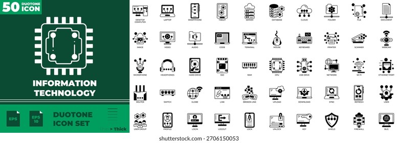 Conjunto de iconos editables Duotone de Tecnología de información
