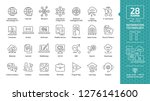 Information technology editable stroke outline icon set with IT network system, communication, online computer, website content, web design, software, data center, mobile device and app thin line sign