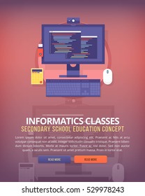 Information technology. Education and science vertical layout concepts. Flat modern style