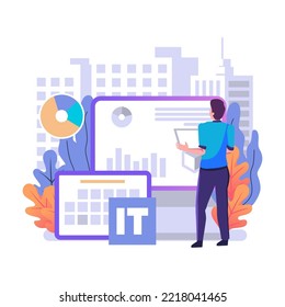 Information technology flat style illustration design