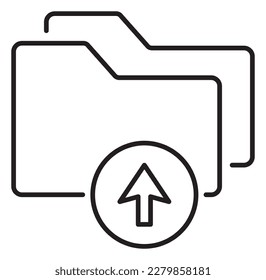Carpetas de tecnología de la información, flecha, cargar ilustración de icono vectorial.