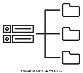 Information technology folders, server, database vector icon illustration.
