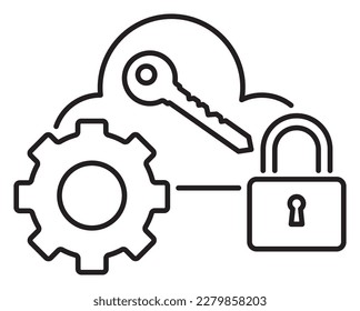 Information technology gear, cloud, key, lock, vector icon illustration.