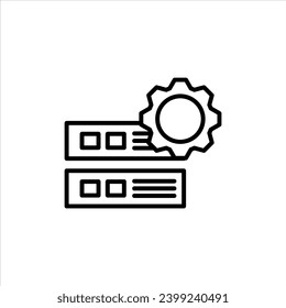Icono del equipo de tecnología de la información. la configuración del sector de TI o el símbolo del logotipo de optimización del desarrollo de chips de los grandes centros de datos. logotipo del vector del engranaje cognoscitivo de la tecnología de la información. signo de línea de servicio de asistencia técnica