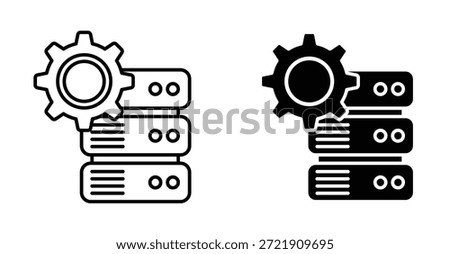 Information Technology Gear Icon Set. Information technology gear vector symbol in black filled and outlined style.