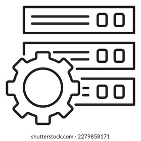 Information technology gear, server, database vector icon illustration.