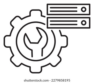 Information technology gear, wrench, server, setting vector icon illustration.