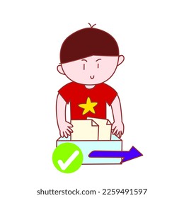 The information technology guy preparing to send an email with the file. Nice optimistic attitude and was careful information technology guy who prepares to pack five and send it successfully.