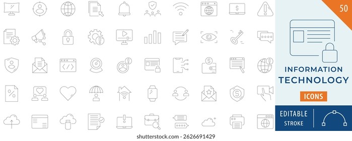 Information technology icon collection - Editable stroke