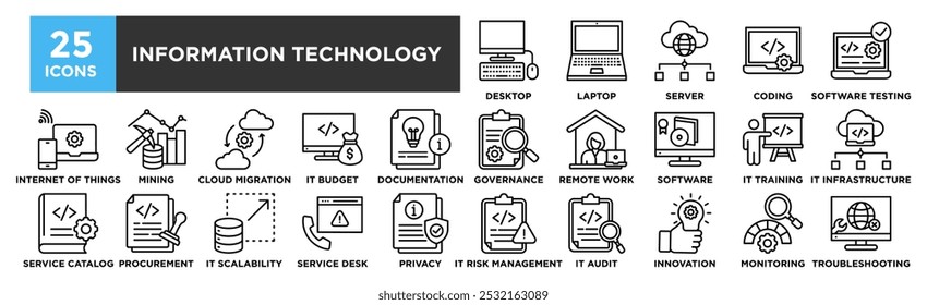 Information Technology icon collection set. Containing design digital, tech, technology, information, computer, internet