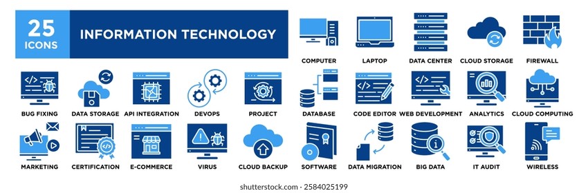Information Technology icon collection set. Containing design digital, tech, technology, information, computer, internet	