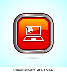 Information technology icon design illustration. Digital tech icon, Orange Color Square Button Design