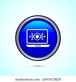 Ilustração do design do ícone da tecnologia da informação. Ícone de tecnologia digital, cor azul redonda botão Design