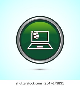 Ilustración de diseño de icono de tecnología de la información. Icono de tecnología digital, diseño de Botón redondo de color verde