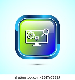 Information technology icon design illustration. Digital tech icon, Glossy Square Button Design