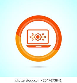 Ilustración de diseño de icono de tecnología de la información. Icono de la tecnología digital, diseño anaranjado del Botón del color