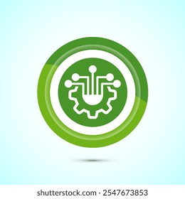 Ilustración de diseño de icono de tecnología de la información. Icono de la tecnología digital, diseño verde del Botón del color