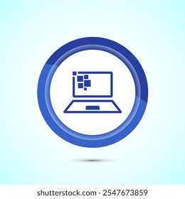 Information technology icon design illustration. Digital tech icon, Blue Color Button Design